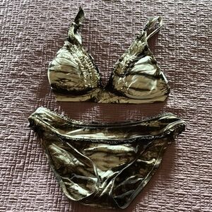 Lucky Brand Green and white  Bikini Set